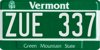VT license plate ZUE337