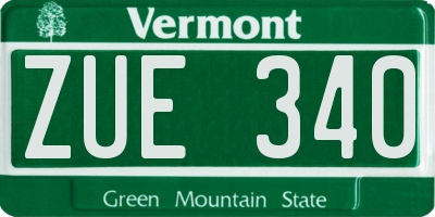 VT license plate ZUE340