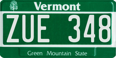 VT license plate ZUE348