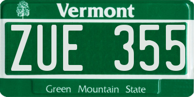 VT license plate ZUE355