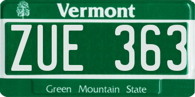 VT license plate ZUE363