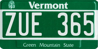 VT license plate ZUE365