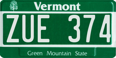 VT license plate ZUE374