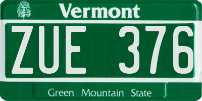 VT license plate ZUE376