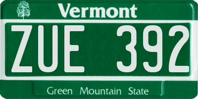 VT license plate ZUE392