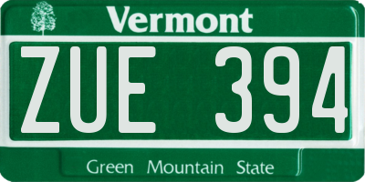 VT license plate ZUE394
