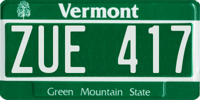 VT license plate ZUE417