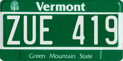VT license plate ZUE419