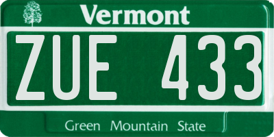 VT license plate ZUE433