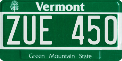VT license plate ZUE450