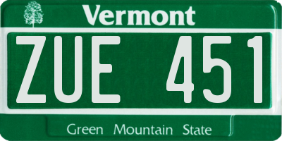 VT license plate ZUE451