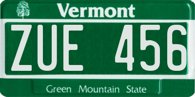 VT license plate ZUE456