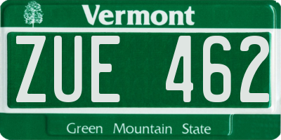 VT license plate ZUE462