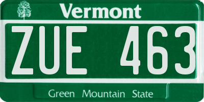 VT license plate ZUE463