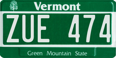 VT license plate ZUE474