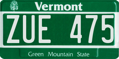 VT license plate ZUE475