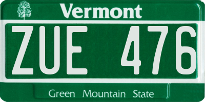 VT license plate ZUE476