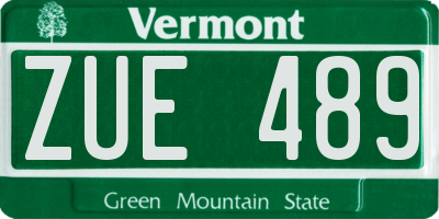 VT license plate ZUE489