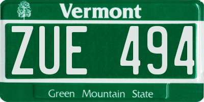 VT license plate ZUE494