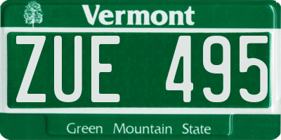 VT license plate ZUE495