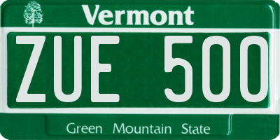 VT license plate ZUE500