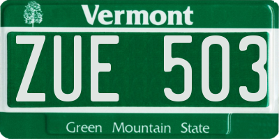 VT license plate ZUE503