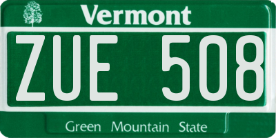VT license plate ZUE508