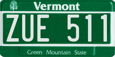 VT license plate ZUE511