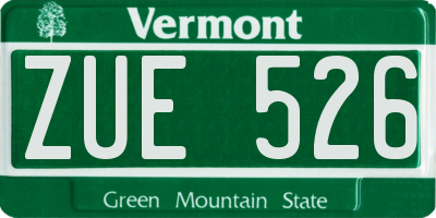 VT license plate ZUE526