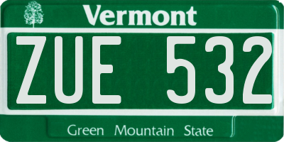 VT license plate ZUE532