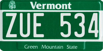 VT license plate ZUE534