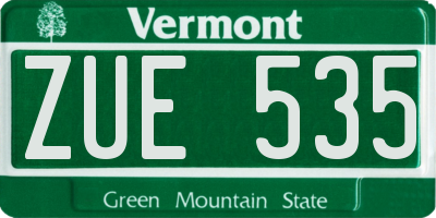 VT license plate ZUE535