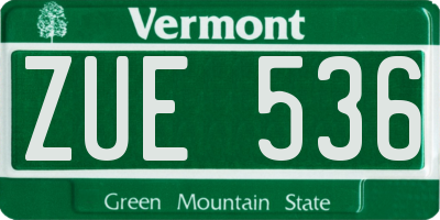 VT license plate ZUE536