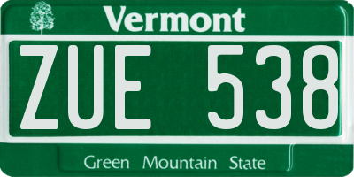 VT license plate ZUE538