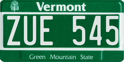 VT license plate ZUE545