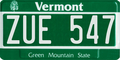 VT license plate ZUE547