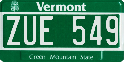 VT license plate ZUE549
