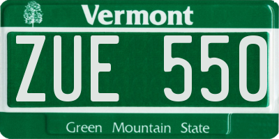 VT license plate ZUE550