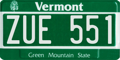 VT license plate ZUE551