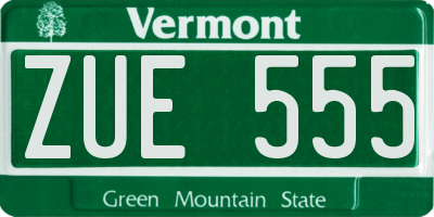 VT license plate ZUE555