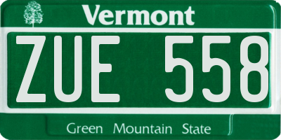 VT license plate ZUE558