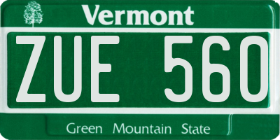 VT license plate ZUE560