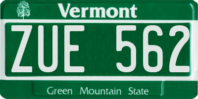 VT license plate ZUE562