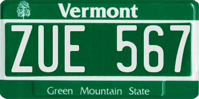 VT license plate ZUE567