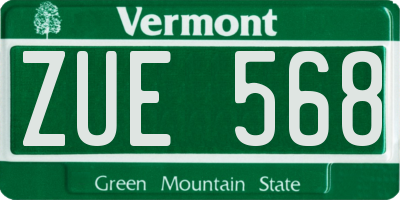 VT license plate ZUE568