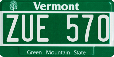 VT license plate ZUE570