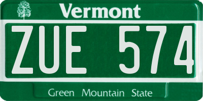 VT license plate ZUE574