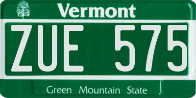 VT license plate ZUE575
