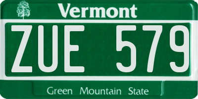 VT license plate ZUE579
