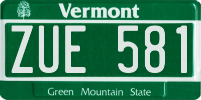 VT license plate ZUE581